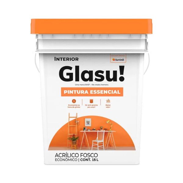 TINTA ACRÍLICA FOSCO PINTURA ESSENCIAL BRANCO 15 L. GLASU