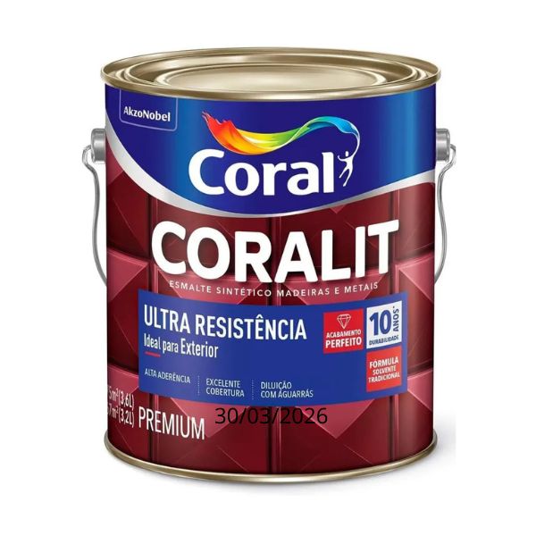 TINTA ESMALTE PREMIUM CORALIT AMARELO BRILHANTE 3,6 L.